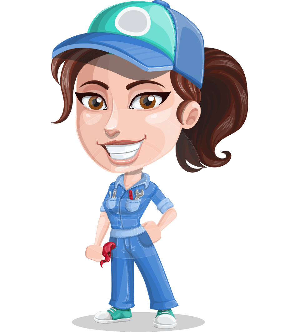 Handy Mechanic Woman Cartoon Vector Character AKA Nicole Fix-it-all